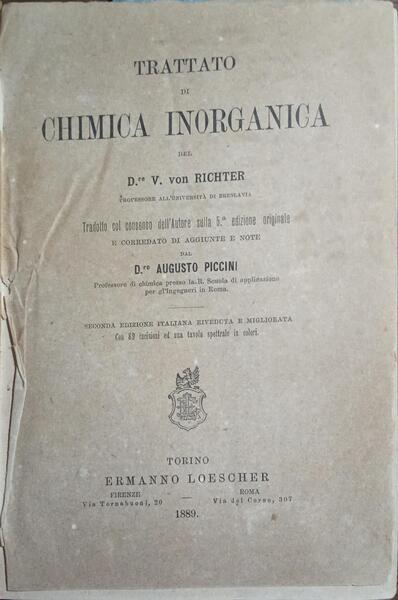 TRATTATO DI CHIMICA INORGANICA.