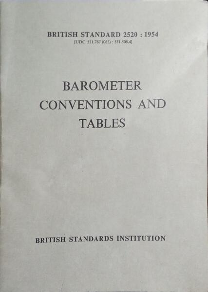 BAROMETER CONVENTIONS AND TABLES.
