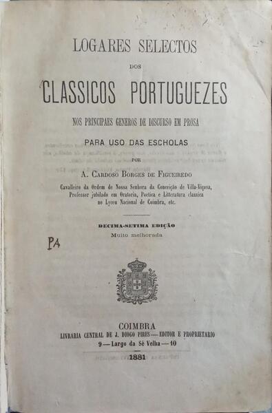 LOGARES SELECTOS DOS CLASSICOS PORTUGUEZES.