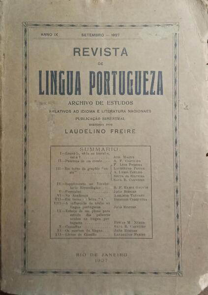 REVISTA DE LINGUA PORTUGUEZA, ANNO IX, N.º 49, SETEMBRO 1927.