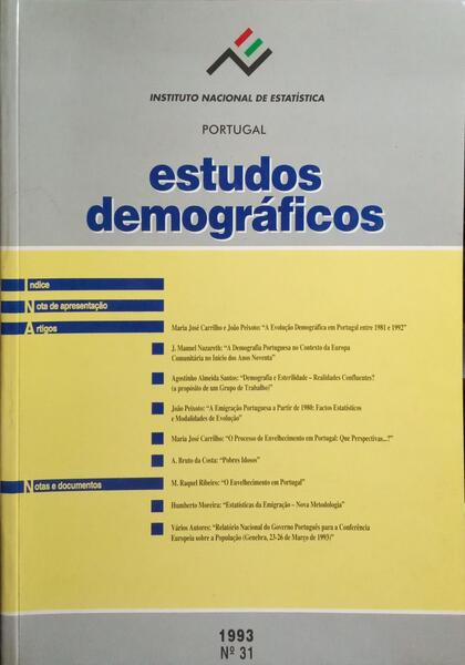 ESTUDOS DEMOGRÁFICOS, N.º 31, DEZEMBRO 1993.