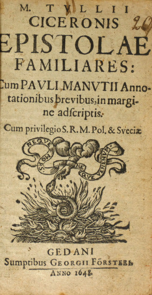 M. TVLII CICERONIS EPISTOLAE AD FAMILIARES: