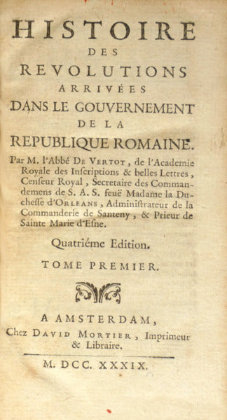 HISTORIA DAS REVOLUÇOENS SUCCEDIDAS NO GOVERNO DA REPUBLICA ROMANA. [2 VOLS.]