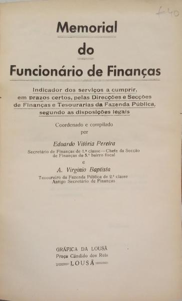 MEMORIAL DO FUNCIONÁRIO DE FINANÇAS.
