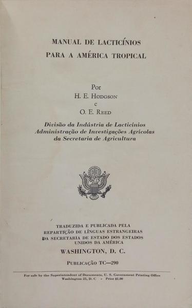 MANUAL DE LACTÍCÍNIOS PARA A AMÉRICA TROPICAL.