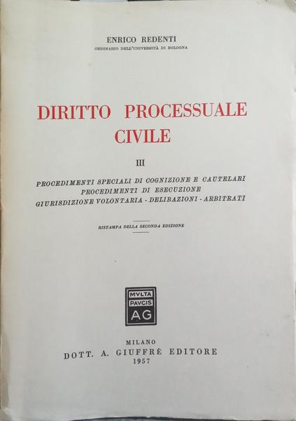 DIRITTO PROCESSUALE CIVILE. [VOL. III]