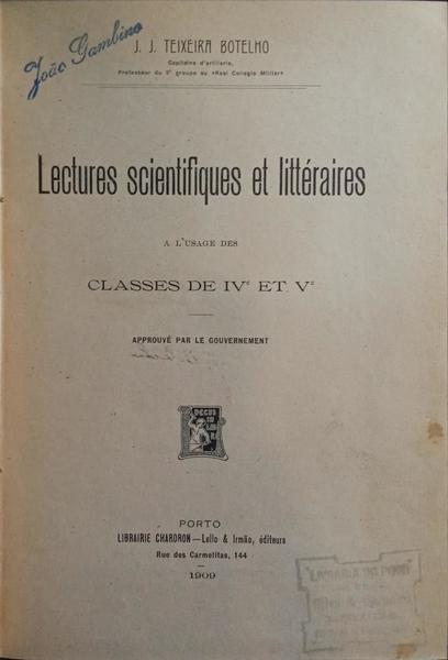 LECTURES SCIENTIFIQUES ET LITTÉRAIRES.