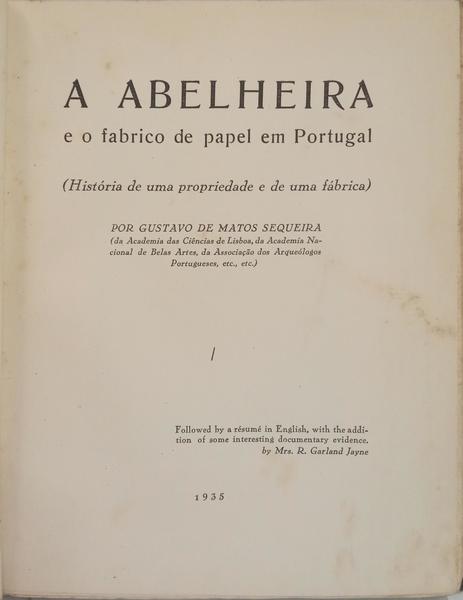 A ABELHEIRA E O FABRICO DE PAPEL EM PORTUGAL.