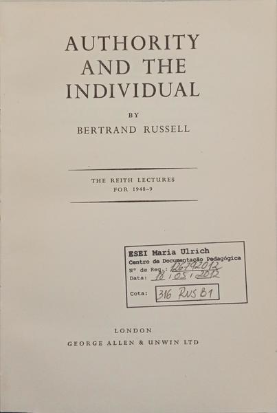 AUTHORITY AND THE INDIVIDUAL.