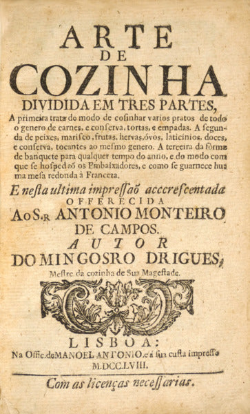 ARTE DE COZINHA. [ED. 1758]