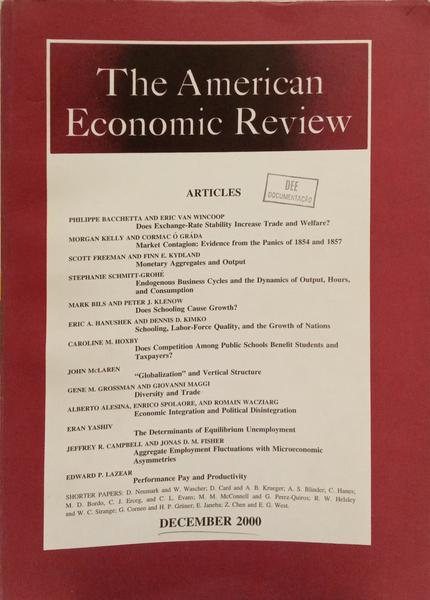 AMERICAN (THE) ECONOMIC REVIEW, VOLUME 90, N.º 5, DECEMBER 2000.