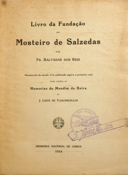 LIVRO DA FUNDAÇÃO DO MOSTEIRO DE SALZEDAS.