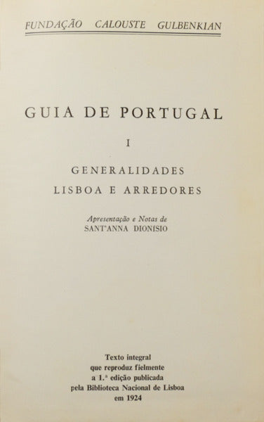 GUIA DE PORTUGAL. [8 VOLS. - ED. MISTAS]