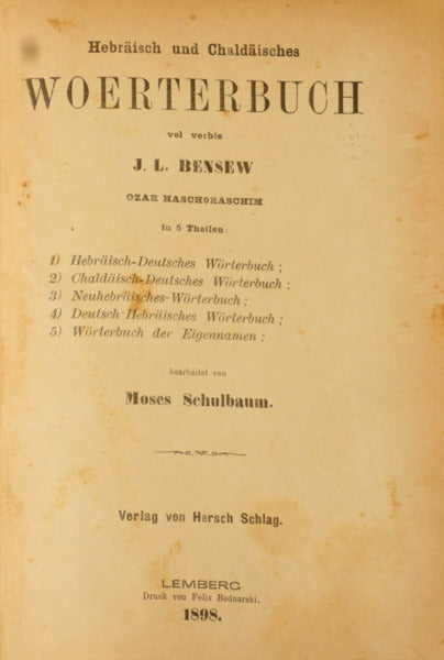 HEBRÄISCH UND CHALDÄISCHES WOERTERBUCH.
