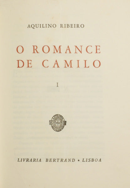 O ROMANCE DE CAMILO. [3 VOLS., TIRAGEM ESPECIAL]
