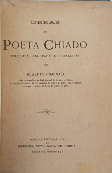 OBRAS DO POETA CHIADO.