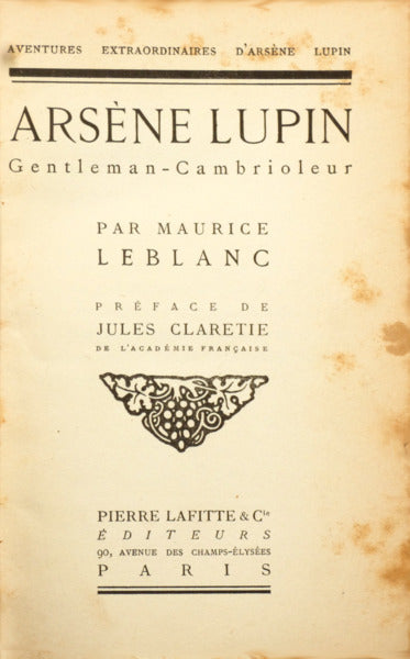 ARSÈNE LUPIN: GENTLEMAN-CAMBRIOLEUR.
