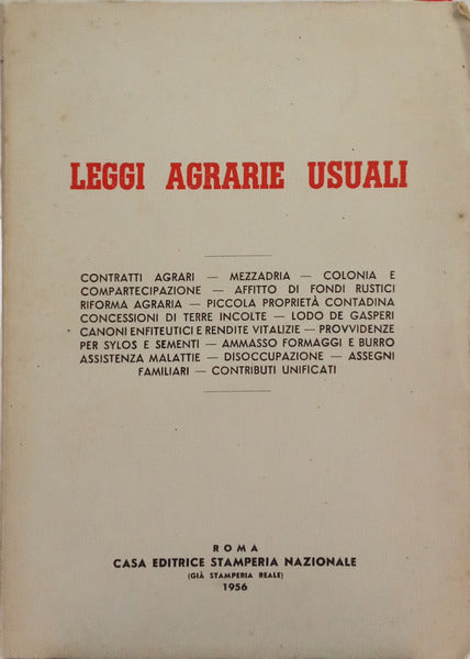 LEGGI AGRARIE USUALI.