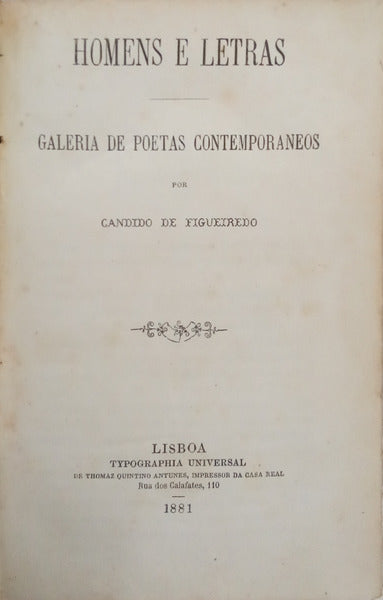 HOMENS E LETRAS: GALERIA DE POETAS CONTEMPORANEOS. [DED.]