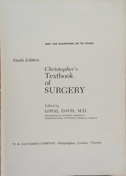 CHRISTOPHER'S TEXTBOOK OF SURGERY.
