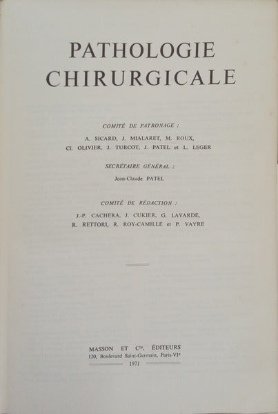 PATHOLOGIE CHIRURGICALE.