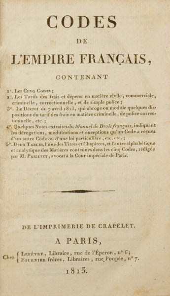 CODES DE L'EMPIRE FRANÇAIS,