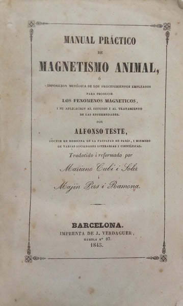 MANUAL PRÁCTICO DE MAGNETISMO ANIMAL.