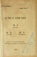 WIEGER. (Léon) TAOÏSME. TOME II. LES PÈRES DU SYSTÈME TAOÏSTE.