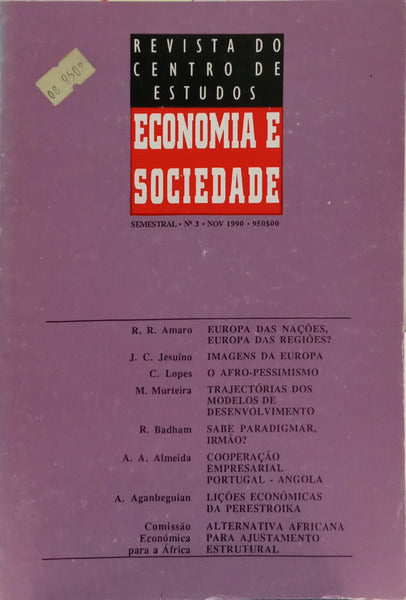REVISTA DO CENTRO DE ESTUDOS ECONOMIA E SOCIEDADE, N.º 3, NOVEMBRO 1990.