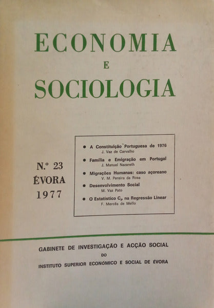 ECONOΜΙΑ E SOCIOLOGIA, N.º 23, 1977.