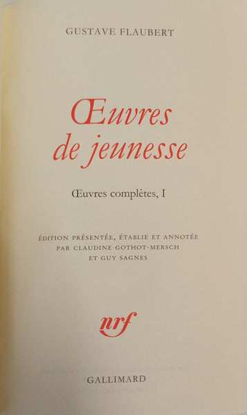 OEUVRES DE JEUNESSE.