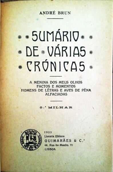 SUMÃRIO DE VÃRIAS CRÃ“NICAS.