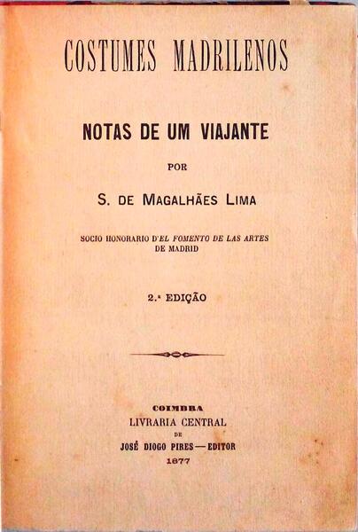 COSTUMES MADRILENOS, NOTAS DE UM VIAJANTE.