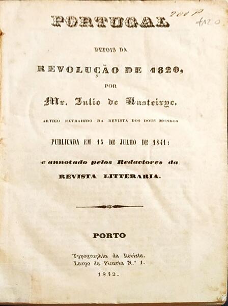 PORTUGAL DEPOIS DA REVOLUÃ‡ÃƒO DE 1820,