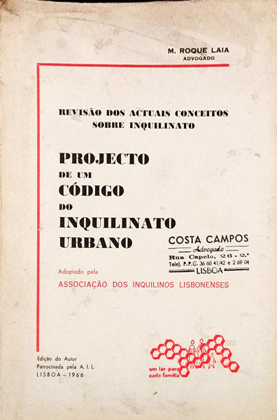 PROJECTO DE UM CÃ“DIGO DE INQUILINATO URBANO.