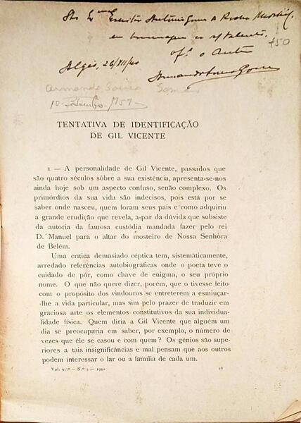 TENTATIVA DE IDENTIFICAÃ‡ÃƒO DE GIL VICENTE.