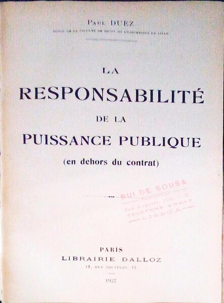 LA RESPONSABILITÃ‰ DE LA PUISSANCE PUBLIQUE.