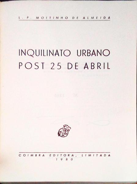 INQUILINATO URBANO POST 25 DE ABRIL.