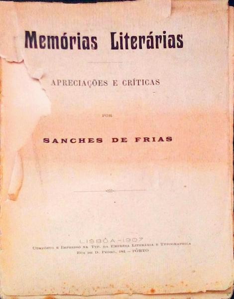 MEMÃ“RIA LITERÃRIAS. APRECIAÃ‡Ã•ES E CRÃTICAS.