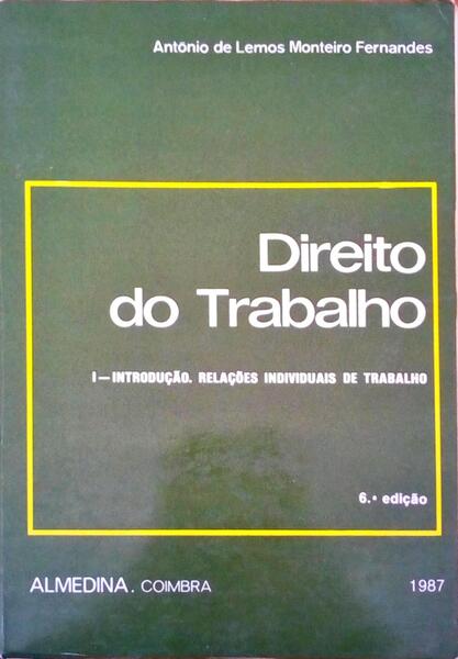 DIREITO DO TRABALHO: I - INTRODUÃ‡ÃƒO, RELAÃ‡Ã•ES INDIVIDUAIS DE TRABALHO. [6.Âª EDIÃ‡ÃƒO]