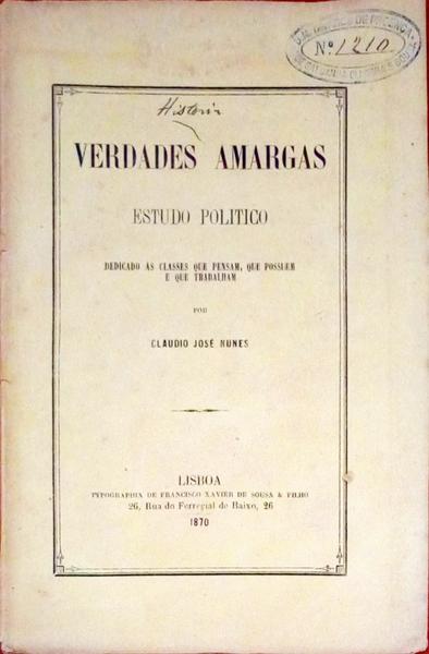 VERDADES AMARGAS. ESTUDO POLITICO.