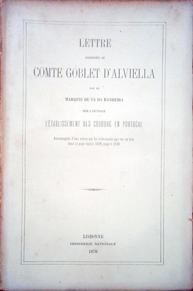 LETTRE ADRESSÃ‰E AU COMTE GOBLET D'ALVIELLA.