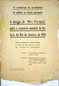A ELEIÃ‡ÃƒO DE MISS PORTUGAL PARA O CONCURSO MUNDIAL DE BELEZA, DO RIO DE JANEIRO, DE 1930.
