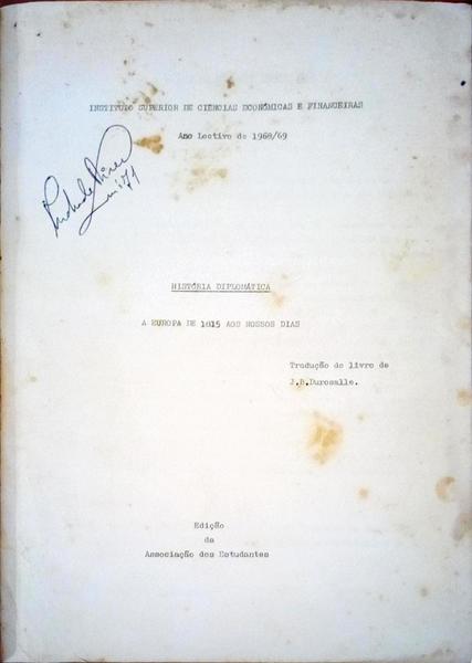 HISTÃ“RIA DIPLOMÃTICA. A EUROPA DE 1815 ATÃ‰ AOS NOSSOS DIAS.
