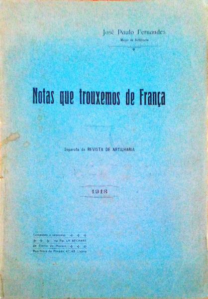 NOTAS QUE TROUXEMOS DE FRANÃ‡A.
