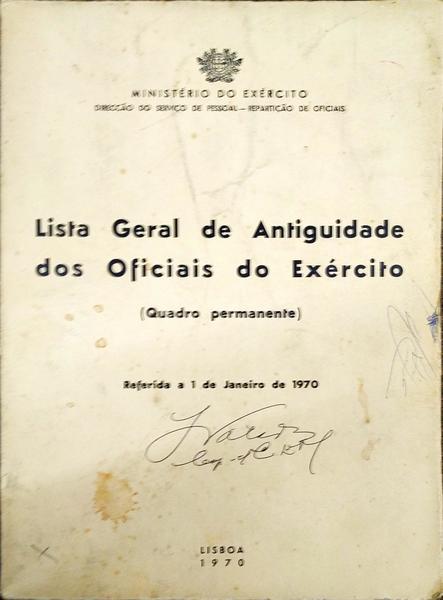 LISTA GERAL DE ANTIGUIDADES DOS OFICIAIS DO EXÃ‰RCITO.