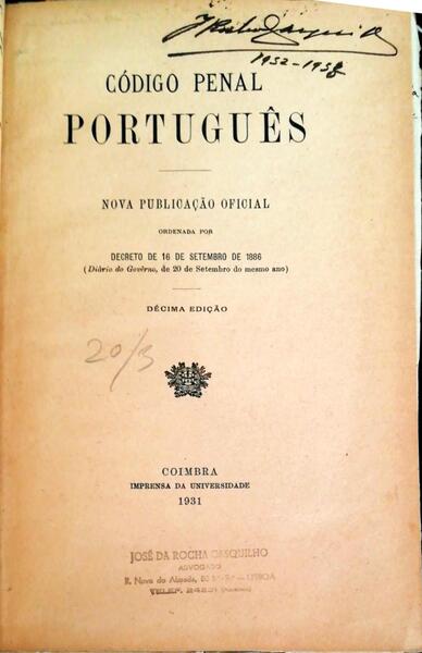 CÃ“DIGO PENAL PORTUGUÃŠS. [10.Âª EDIÃ‡ÃƒO]