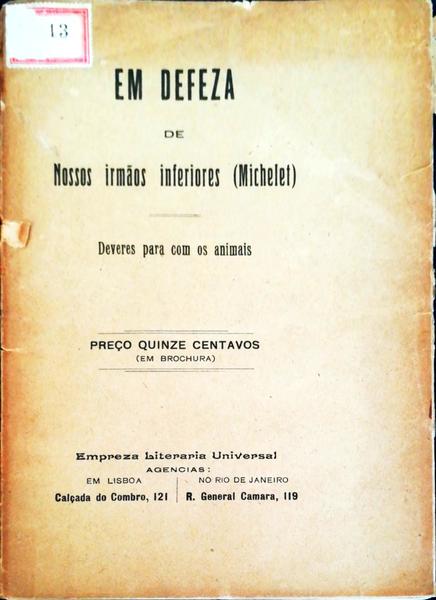 EM DEFEZA DE NOSSOS IRMÃƒOS INFERIORES.