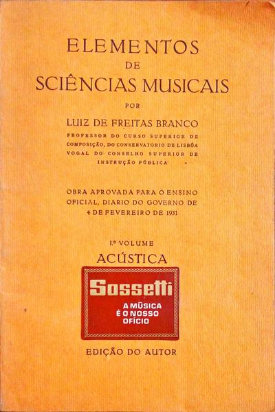 ELEMENTOS DE SCIÃŠNCIAS MUSICAIS, 1Âº VOLUME, ACÃšSTICA.