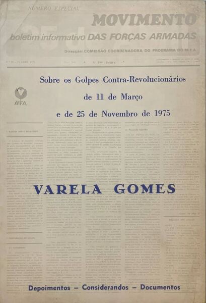SOBRE OS GOLPES CONTRA-REVOLUCIONÃRIOS DE 11 DE MARÃ‡O E DE 25 DE NOVEMBRO DE 1975.